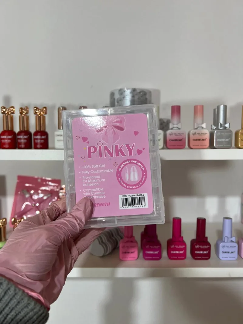 TIPS PRESS ON SOFT GEL ALMENDRA PRELIMADO PINKY