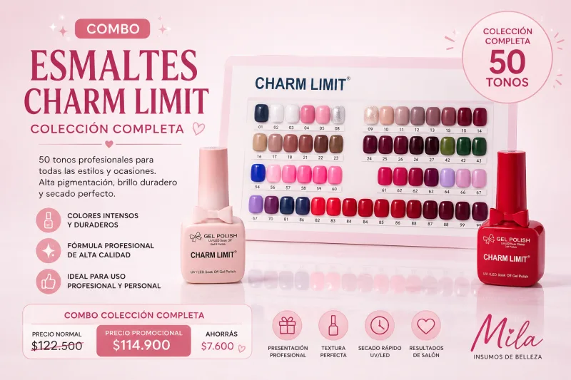 Combo 50u esmalte UV/led Moño CHARM LIMIT